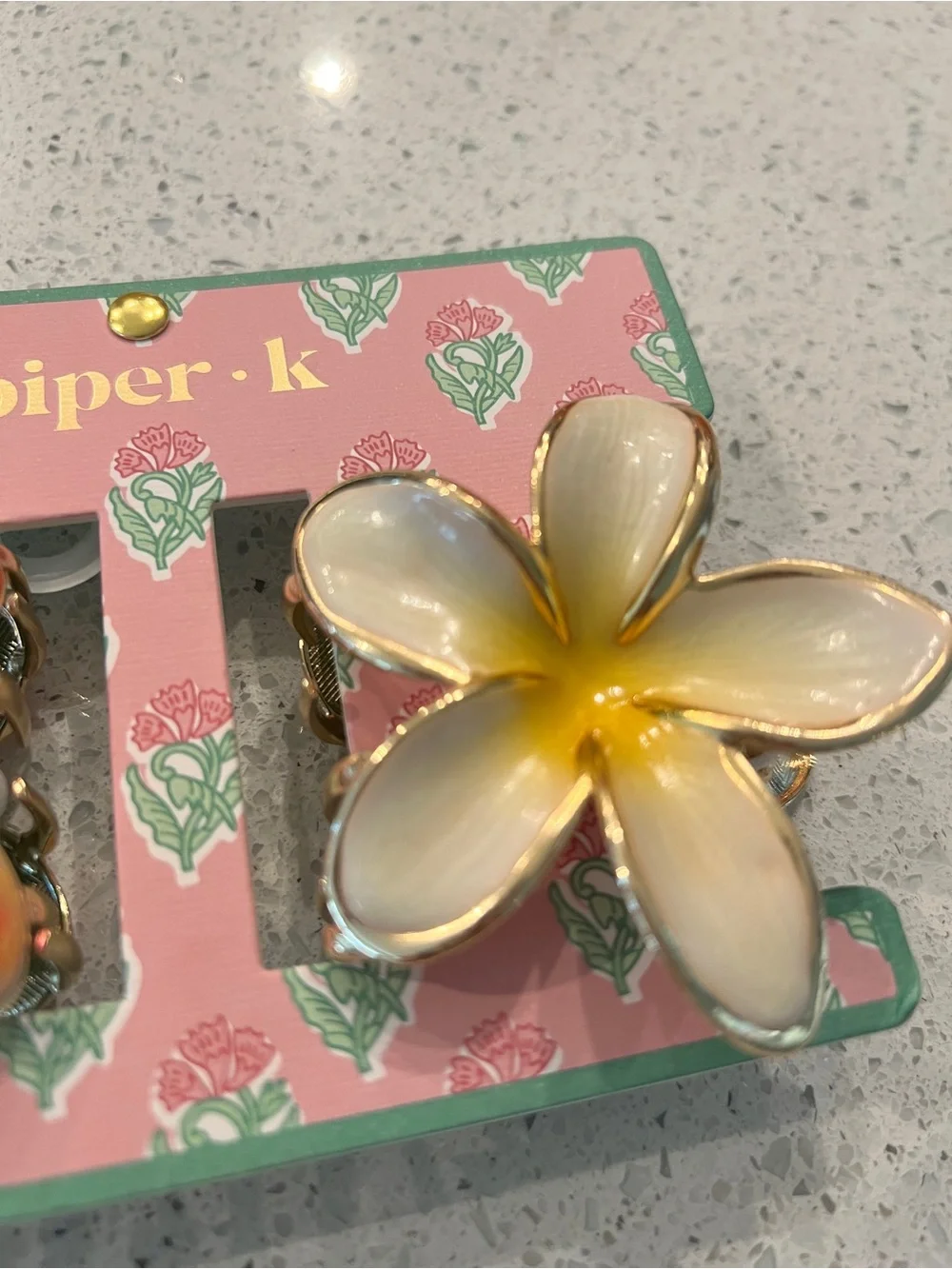 piper·k Floral Plumeria Hair Clips - Red/Yellow & White/Yellow